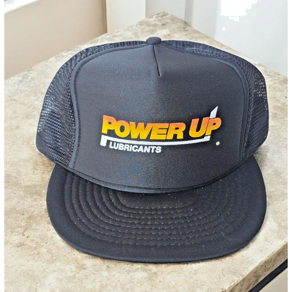 VTG Power Up Lubricants Vintage Retro Trucker Hot Cap Tools Machinery Foam Mesh